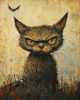 Evil Kitty - Cat and Kitten Wall Art Prints -  8"x10" Artwork for 11"x14" Frame