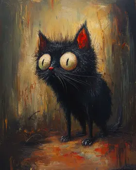 Scaredy Kitten - Cat and Kitten Wall Art Prints -  8"x10" Artwork for 11"x14" Frame