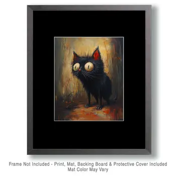 Scaredy Kitten - Cat and Kitten Wall Art Prints -  8"x10" Artwork for 11"x14" Frame