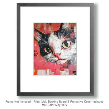 Curious Kitty - Cat and Kitten Wall Art Prints -  8"x10" Artwork for 11"x14" Frame