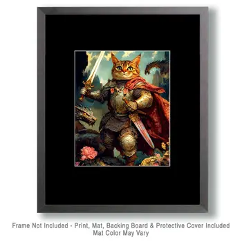 Knight - Cat and Kitten Wall Art Prints -  8"x10" Artwork for 11"x14" Frame