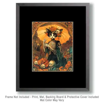 Día de los Muertos - Cat and Kitten Wall Art Prints -  8"x10" Artwork for 11"x14" Frame