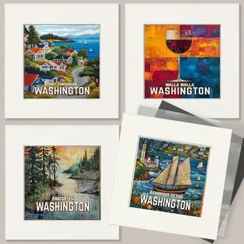 Waterway - Washington State Souvenir Home Decor Wall Art Prints – 8″x10″ Artwork for 11″x14″ Frame