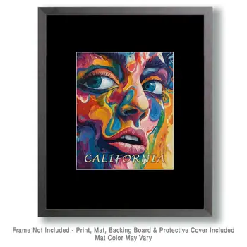 Abstract Face - California Souvenir Home Decor Wall Art Prints – 8″x10″ Artwork for 11″x14″ Frame