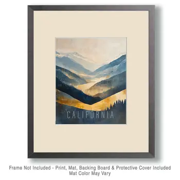 Mountain Range - California Souvenir Home Decor Wall Art Prints – 8″x10″ Artwork for 11″x14″ Frame