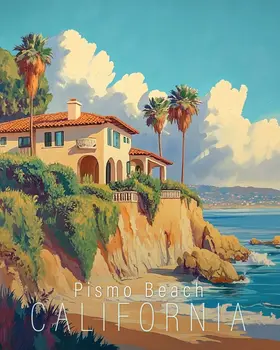Cliffside Home - California Souvenir Home Decor Wall Art Prints – 8″x10″ Artwork for 11″x14″ Frame