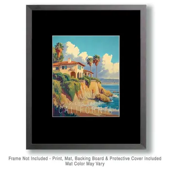 Cliffside Home - California Souvenir Home Decor Wall Art Prints – 8″x10″ Artwork for 11″x14″ Frame