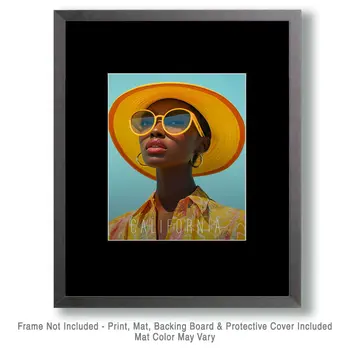 Yellow Hat - California Souvenir Home Decor Wall Art Prints – 8″x10″ Artwork for 11″x14″ Frame