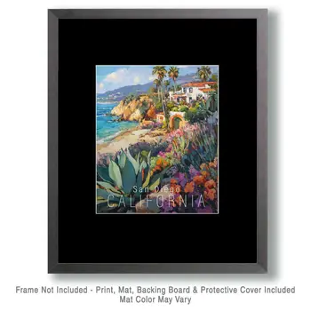 Coastline - California Souvenir Home Decor Wall Art Prints – 8″x10″ Artwork for 11″x14″ Frame