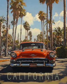 Classic Auto - California Souvenir Home Decor Wall Art Prints – 8″x10″ Artwork for 11″x14″ Frame