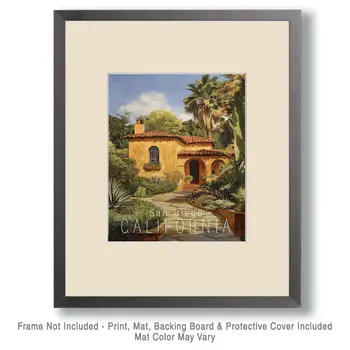 San Diego Home - California Souvenir Home Decor Wall Art Prints – 8″x10″ Artwork for 11″x14″ Frame