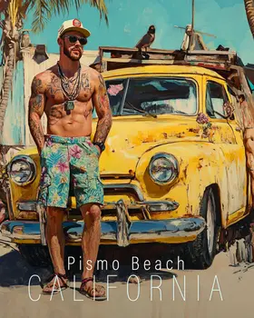 Surfer Dude - California Souvenir Home Decor Wall Art Prints – 8″x10″ Artwork for 11″x14″ Frame