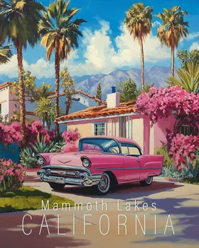 Pink Car - California Souvenir Home Decor Wall Art Prints – 8″x10″ Artwork for 11″x14″ Frame