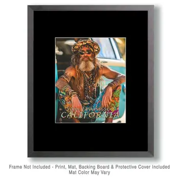 San Fransisco Hippy - California Souvenir Home Decor Wall Art Prints – 8″x10″ Artwork for 11″x14″ Frame