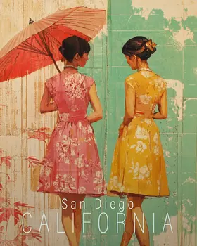 Two Ladies - California Souvenir Home Decor Wall Art Prints – 8″x10″ Artwork for 11″x14″ Frame