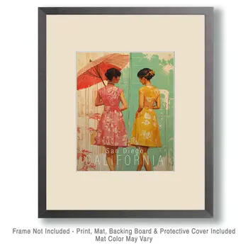 Two Ladies - California Souvenir Home Decor Wall Art Prints – 8″x10″ Artwork for 11″x14″ Frame
