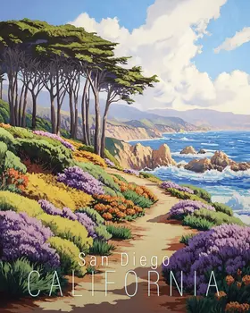 Oceanside Path - California Souvenir Home Decor Wall Art Prints – 8″x10″ Artwork for 11″x14″ Frame