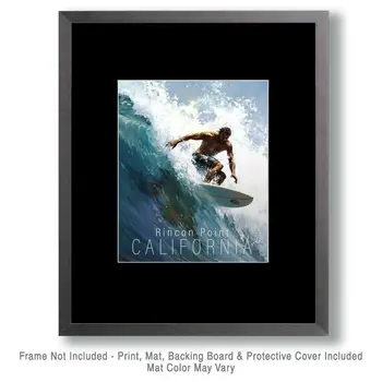 Catching a Wave - California Souvenir Home Decor Wall Art Prints – 8″x10″ Artwork for 11″x14″ Frame