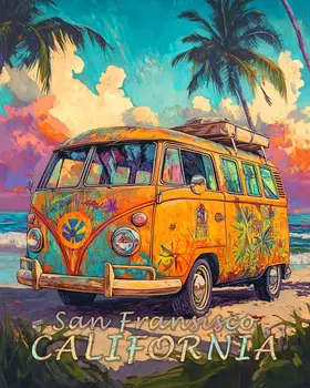 Van - California Souvenir Home Decor Wall Art Prints – 8″x10″ Artwork for 11″x14″ Frame