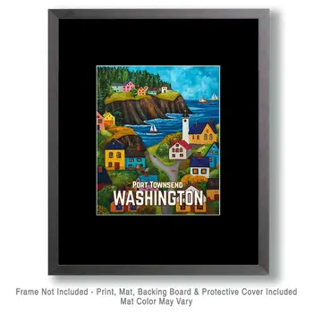 Coastal Village - Washington State Souvenir Home Decor Wall Art Prints – 8″x10″ Artwork for 11″x14″ Frame