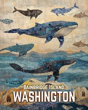 Whales - Washington State Souvenir Home Decor Wall Art Prints – 8″x10″ Artwork for 11″x14″ Frame