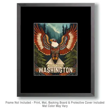 Eagle - Washington State Souvenir Home Decor Wall Art Prints – 8″x10″ Artwork for 11″x14″ Frame