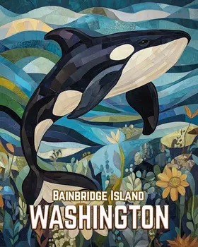 Nouveau Killer Whale - Washington State Souvenir Home Decor Wall Art Prints – 8″x10″ Artwork for 11″x14″ Frame
