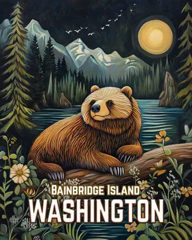 Brown Bear - Washington State Souvenir Home Decor Wall Art Prints – 8″x10″ Artwork for 11″x14″ Frame