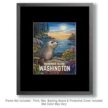 Seal - Washington State Souvenir Home Decor Wall Art Prints – 8″x10″ Artwork for 11″x14″ Frame