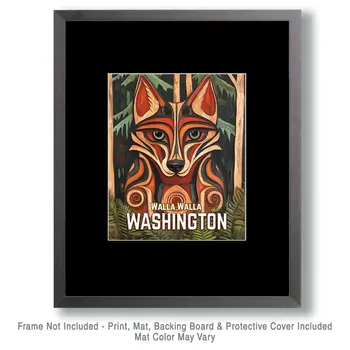 Coyote - Washington State Souvenir Home Decor Wall Art Prints – 8″x10″ Artwork for 11″x14″ Frame
