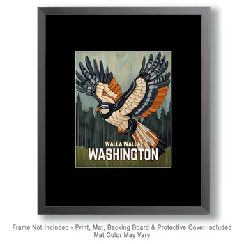Carved Eagle - Washington State Souvenir Home Decor Wall Art Prints – 8″x10″ Artwork for 11″x14″ Frame