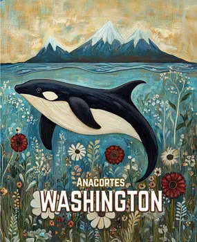 Orca - Washington State Souvenir Home Decor Wall Art Prints – 8″x10″ Artwork for 11″x14″ Frame