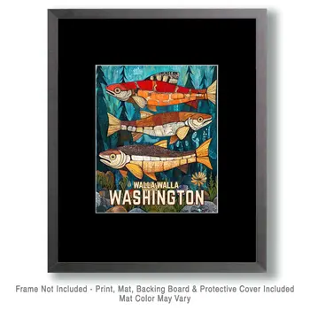 Trout - Washington State Souvenir Home Decor Wall Art Prints – 8″x10″ Artwork for 11″x14″ Frame