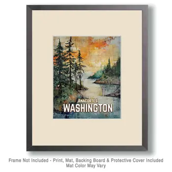 Waterway - Washington State Souvenir Home Decor Wall Art Prints – 8″x10″ Artwork for 11″x14″ Frame