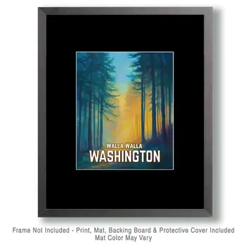 Misty Sunset - Washington State Souvenir Home Decor Wall Art Prints – 8″x10″ Artwork for 11″x14″ Frame