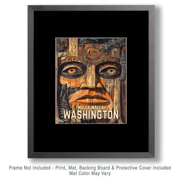 Wood Face - Washington State Souvenir Home Decor Wall Art Prints – 8″x10″ Artwork for 11″x14″ Frame