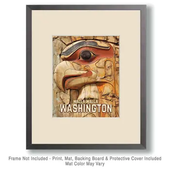 Wood Eagle - Washington State Souvenir Home Decor Wall Art Prints – 8″x10″ Artwork for 11″x14″ Frame