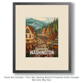 Leavenworth Village - Washington State Souvenir Home Decor Wall Art Prints – 8″x10″ Artwork for 11″x14″ Frame