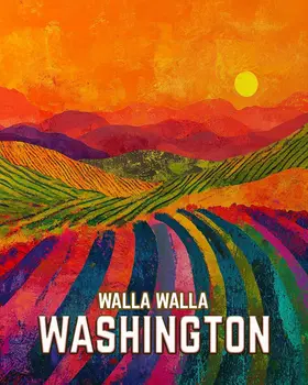 Abstract Vinyard - Washington State Souvenir Home Decor Wall Art Prints – 8″x10″ Artwork for 11″x14″ Frame