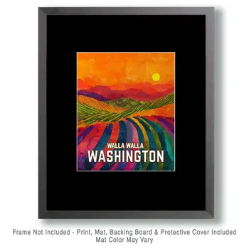 Abstract Vinyard - Washington State Souvenir Home Decor Wall Art Prints – 8″x10″ Artwork for 11″x14″ Frame