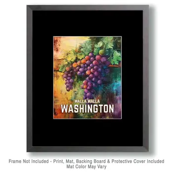 Grapes - Washington State Souvenir Home Decor Wall Art Prints – 8″x10″ Artwork for 11″x14″ Frame