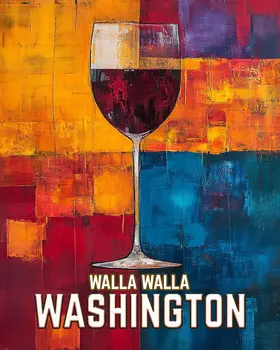 Wine Glass - Washington State Souvenir Home Decor Wall Art Prints – 8″x10″ Artwork for 11″x14″ Frame