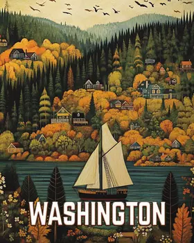 Sailboat - Washington State Souvenir Home Decor Wall Art Prints – 8″x10″ Artwork for 11″x14″ Frame