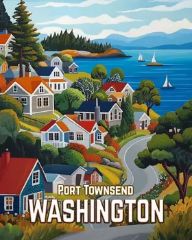 Folk Art Village - Washington State Souvenir Home Decor Wall Art Prints – 8″x10″ Artwork for 11″x14″ Frame
