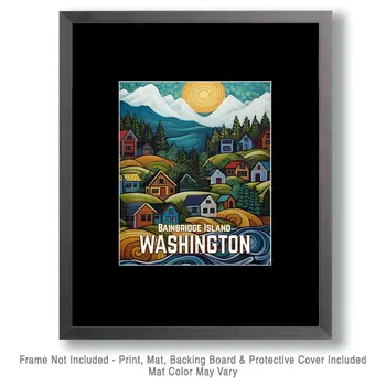 Hill Town - Washington State Souvenir Home Decor Wall Art Prints – 8″x10″ Artwork for 11″x14″ Frame