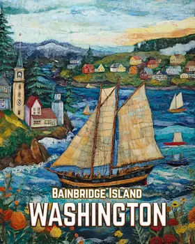 Folk Art Sailboat - Washington State Souvenir Home Decor Wall Art Prints – 8″x10″ Artwork for 11″x14″ Frame