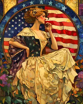 Vintage American Liberty - American USA Patriotic Wall Art Prints - 8"x10" Art Print for 11"x14" Frame