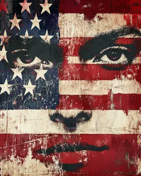 Flag Face - American USA Patriotic Wall Art Prints - 8"x10" Art Print for 11"x14" Frame
