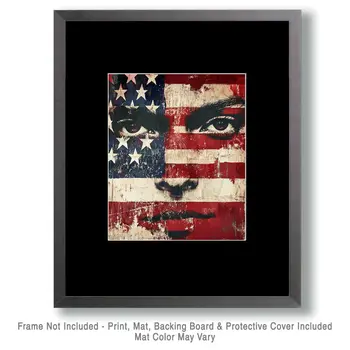 Flag Face - American USA Patriotic Wall Art Prints - 8"x10" Art Print for 11"x14" Frame