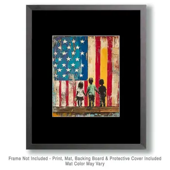 Kids - American USA Patriotic Wall Art Prints - 8"x10" Art Print for 11"x14" Frame